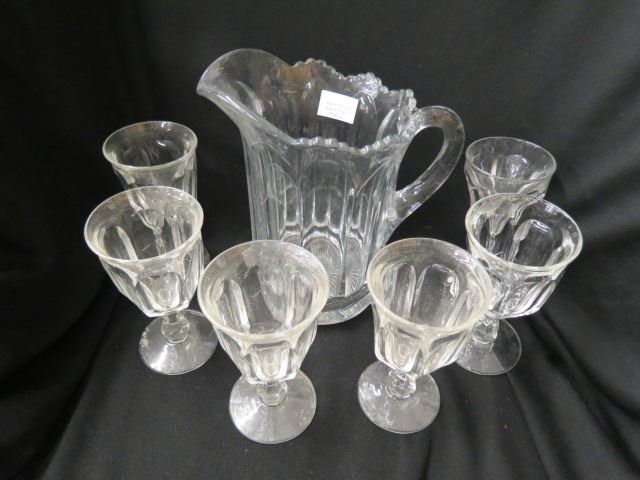 Appraisal: Heisey Colonial Glass Pitcher and Goblets excellent