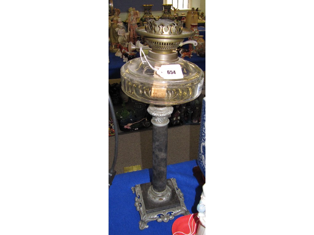 Appraisal: Paraffin lamp with glass reservoir