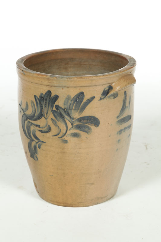 Appraisal: STONEWARE CROCK Pennsylvania rd quarter- th century Brushed cobalt floral