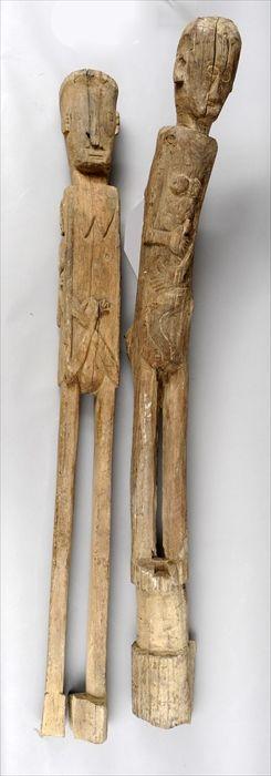 Appraisal: Two Dayak Carved Wood Totem Figures to in Provenance Property