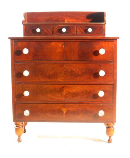 Appraisal: Classical mahogany chest of drawers Rectangular top with galleried bank