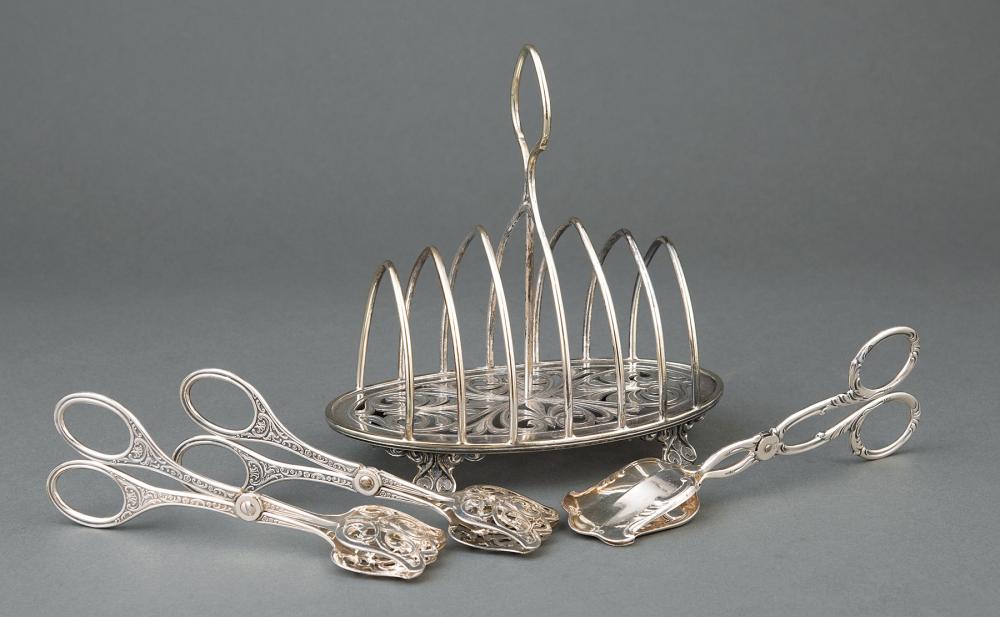 Appraisal: Victorian Silverplate Toast Rack th c together with pairs of