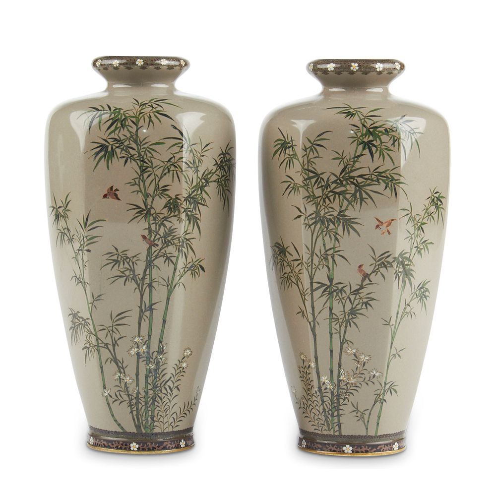 Appraisal: Pair of Hayashi Chuzo Japanese Cloisonne Vases - Marked Pair