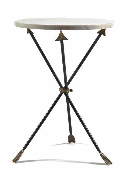 Appraisal: A Neoclassical Style Occasional Table the white circular marble top