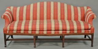 Appraisal: Margolis mahogany Federal style camelback sofa on fluted frame on