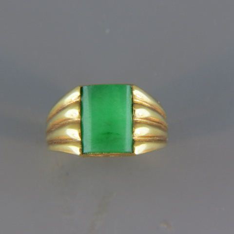 Appraisal: Jade Ring fine quality in slightly curved jade in heavy