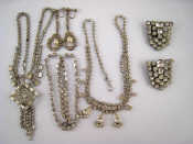 Appraisal: A mixed lot of costume jewellery comprising three diamante necklaces