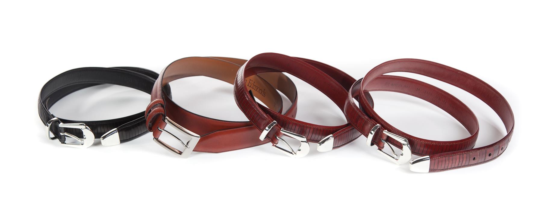 Appraisal: FOUR LEATHER BELTS Spain and America st century Three Mezlan