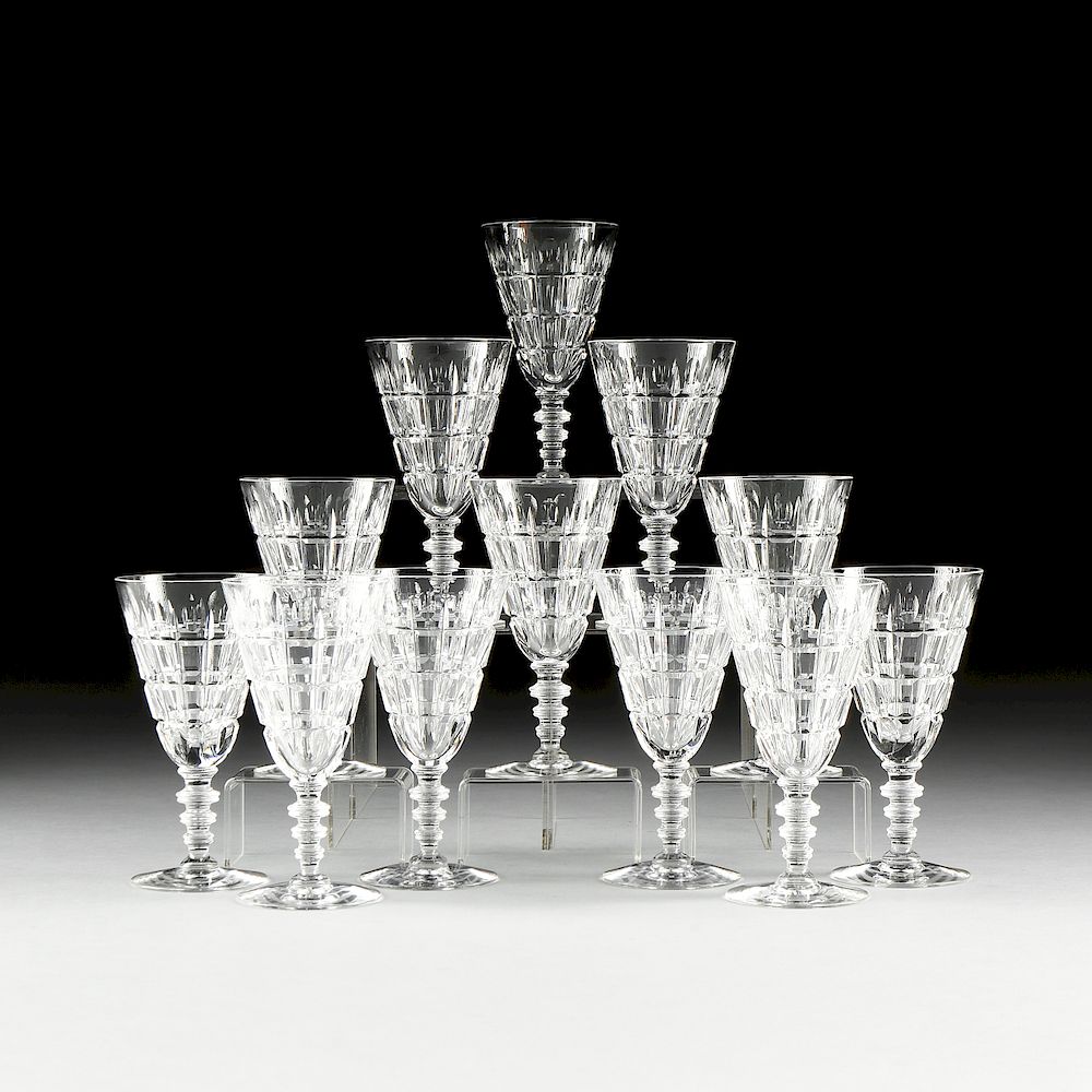 Appraisal: A SET OF TWELVE HAWKES CUT GLASS WATER GOBLET STEMWARE