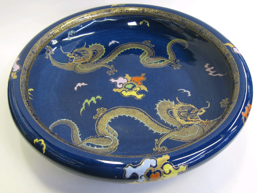 Appraisal: Carlton Ware Bleu Royale dish decorated with dragons and flaming