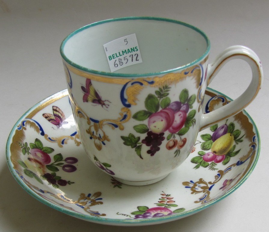 Appraisal: A Worcester coffee cup and saucer circa - painted in