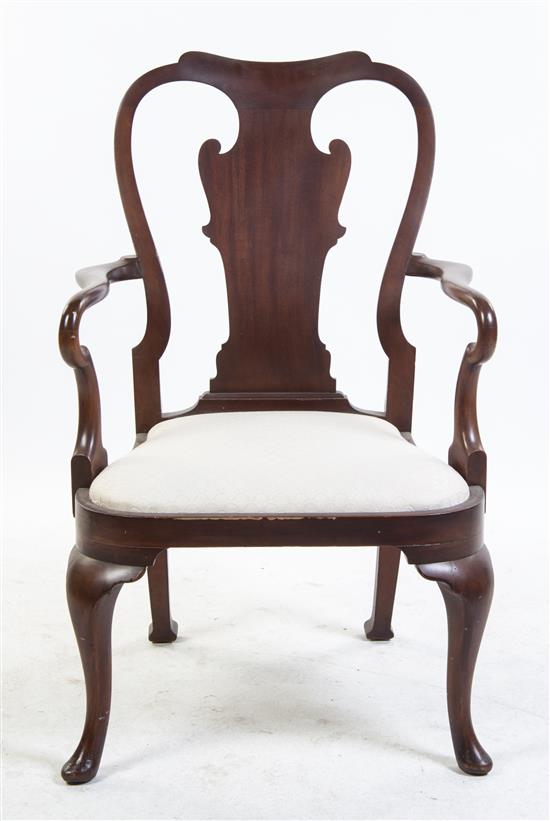 Appraisal: Sale Lot A Queen Anne Style Shepherd Crook Mahogany Armchair