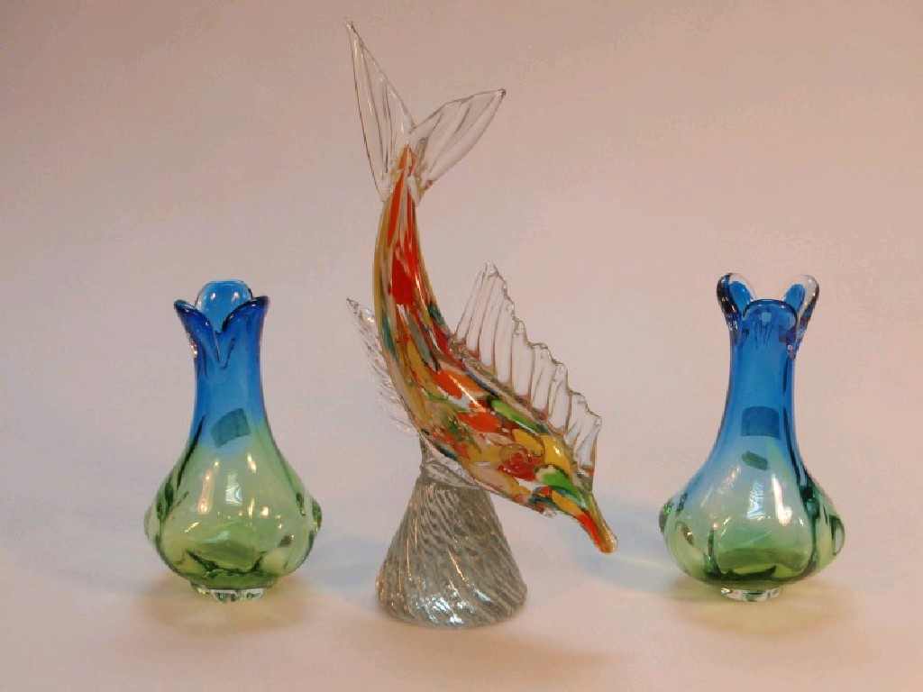 Appraisal: A Venetian glass dolphin cm high on a conical seated