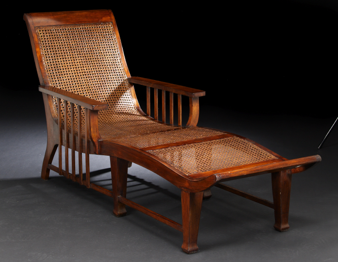 Appraisal: Anglo-Colonial-Style Mahogany Chaise Longue the backswept back caned and above