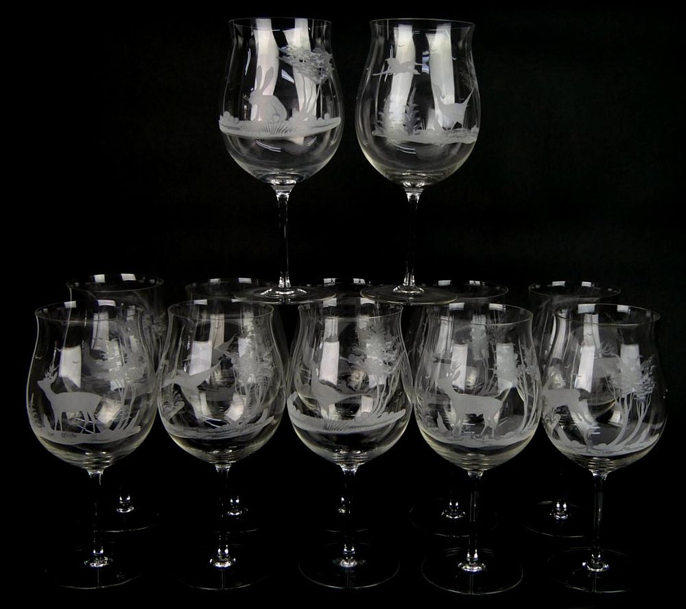 Appraisal: SET OF ROWLAND WARD VINTAGE GERMAN GOBLETS Each etched with