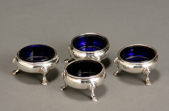 Appraisal: Group of Four George II-III Silver Salt Cellars The first