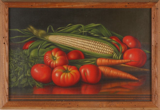 Appraisal: Levi Wells Prentice Still life with corn carrots and tomatoes