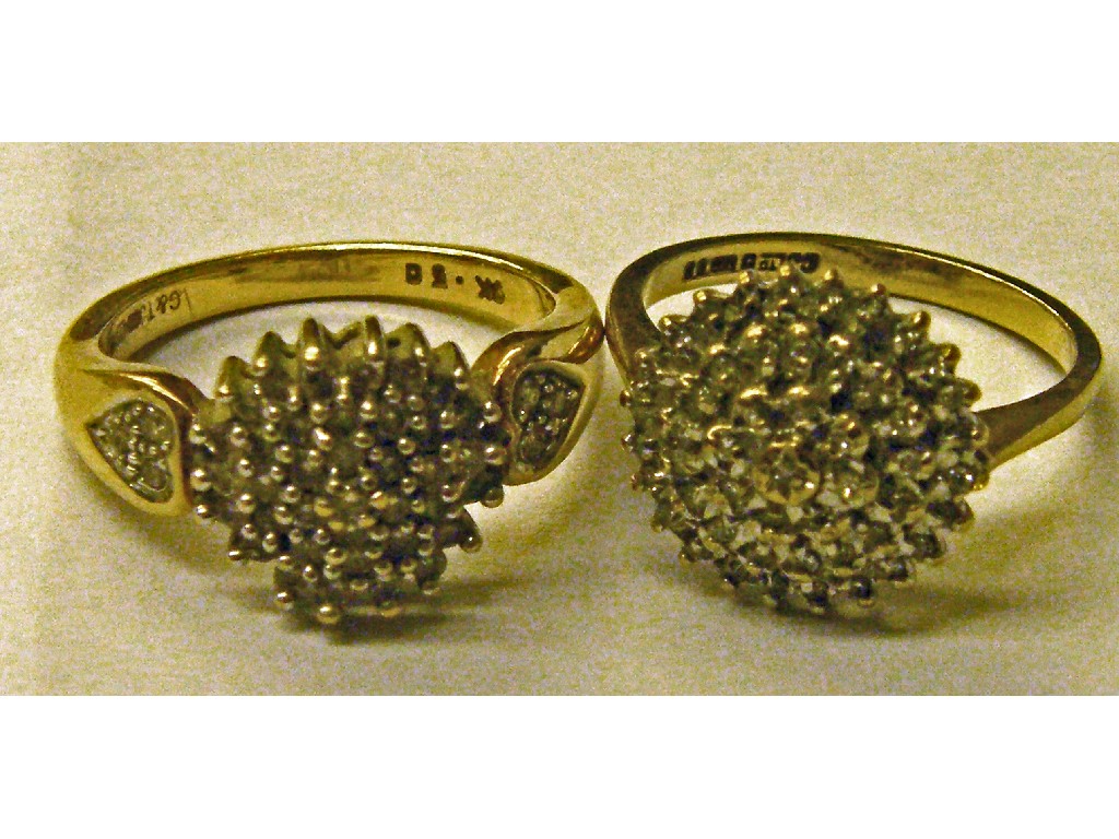 Appraisal: Two similar ct diamond cluster rings