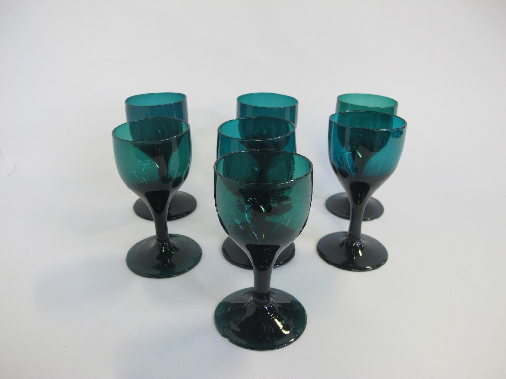 Appraisal: Seven green drinking glasses