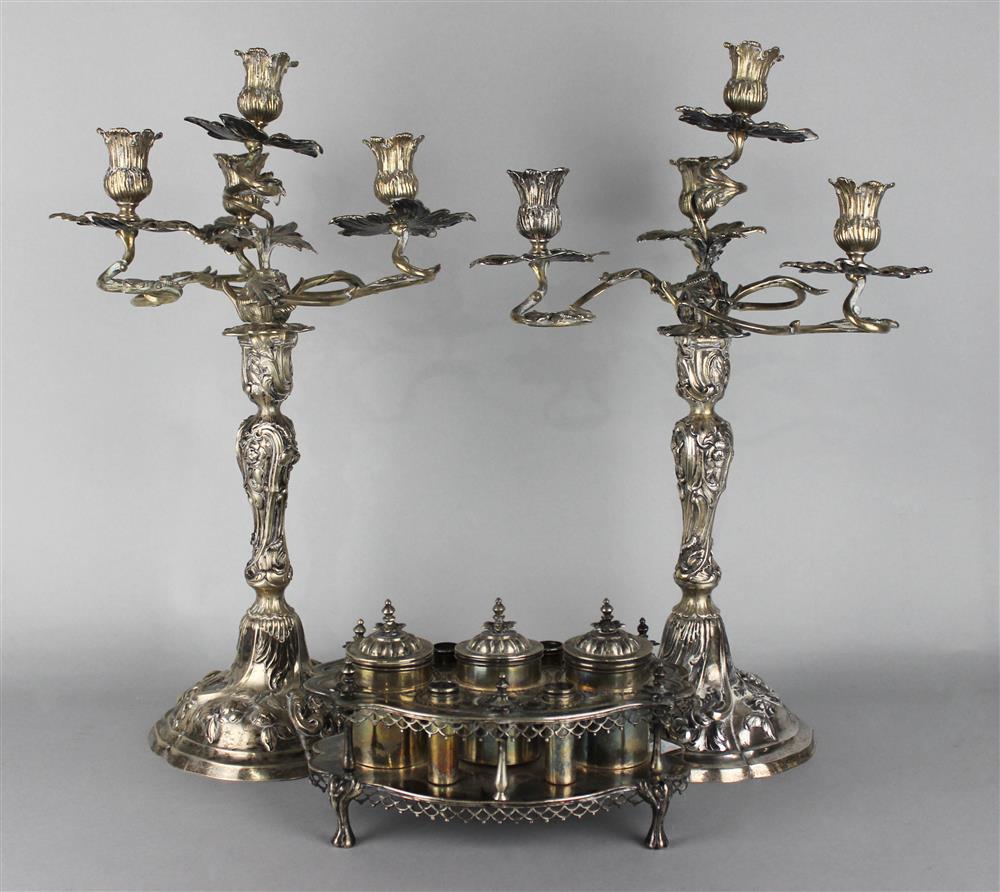 Appraisal: PAIR OF GERMAN SILVER CANDELABRA FRANKFURT MAKER'S MARK FOR MESSERBERG