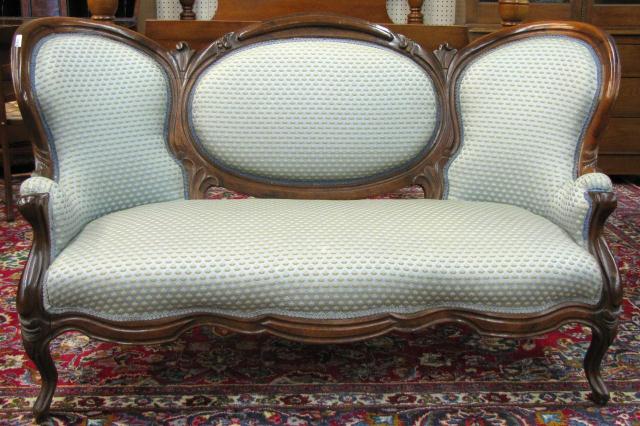 Appraisal: Antique medallion back upholstered settee Victorian circa late th century