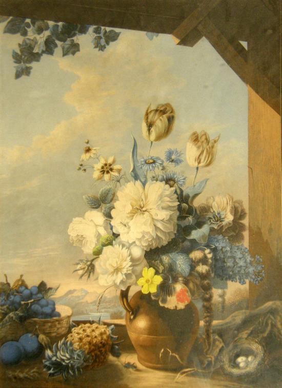 Appraisal: th century Baxter print still life of flowers h w