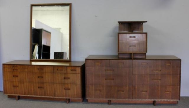 Appraisal: Midcentury Frank Lloyd Wright Bedroom Set Includes a low chest