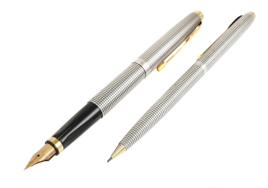 Appraisal: PARKER sterling fountain pen mechanical pencil Gold nib is marked