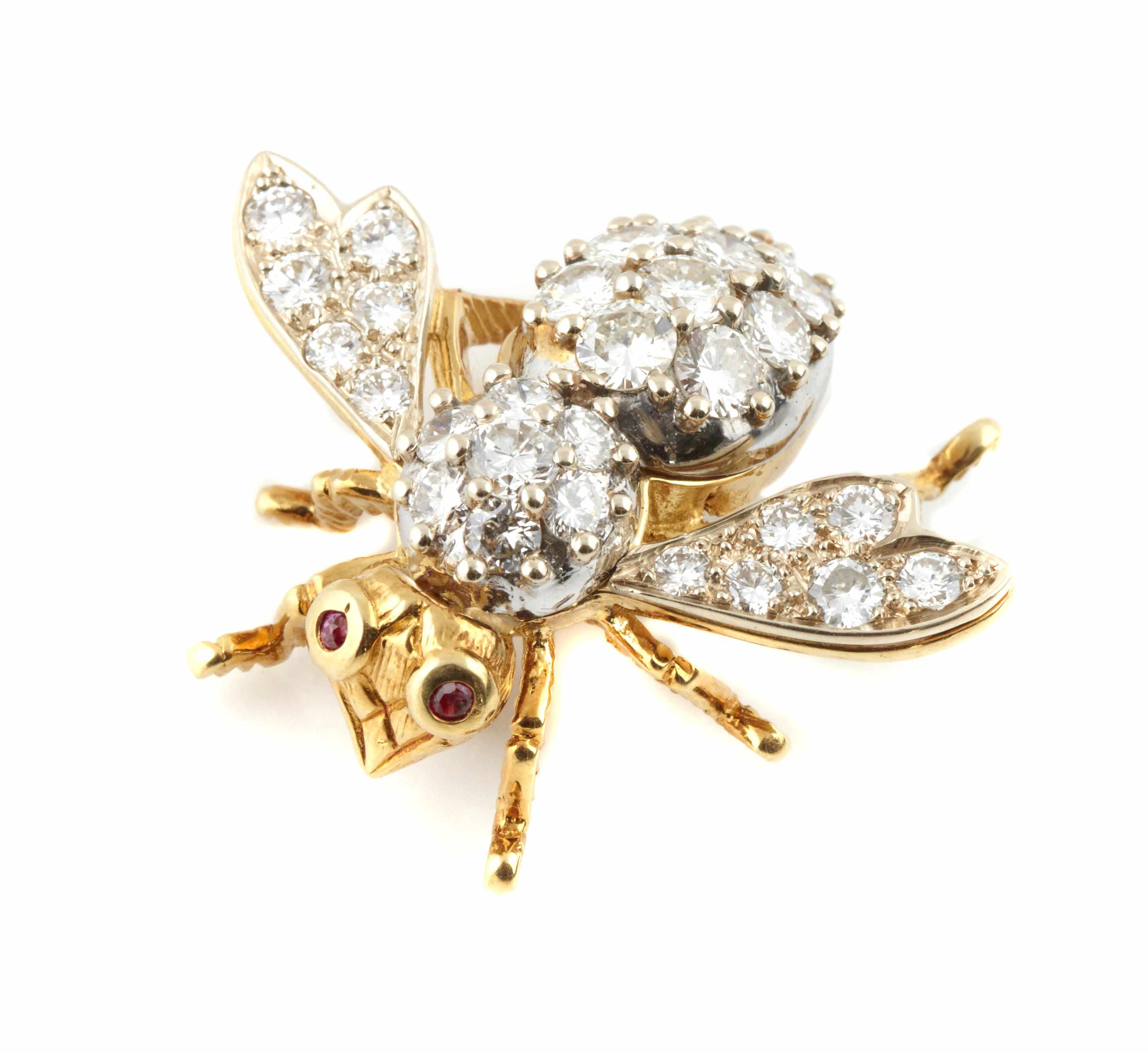 Appraisal: A diamond and k gold bee pin estimated total diamond