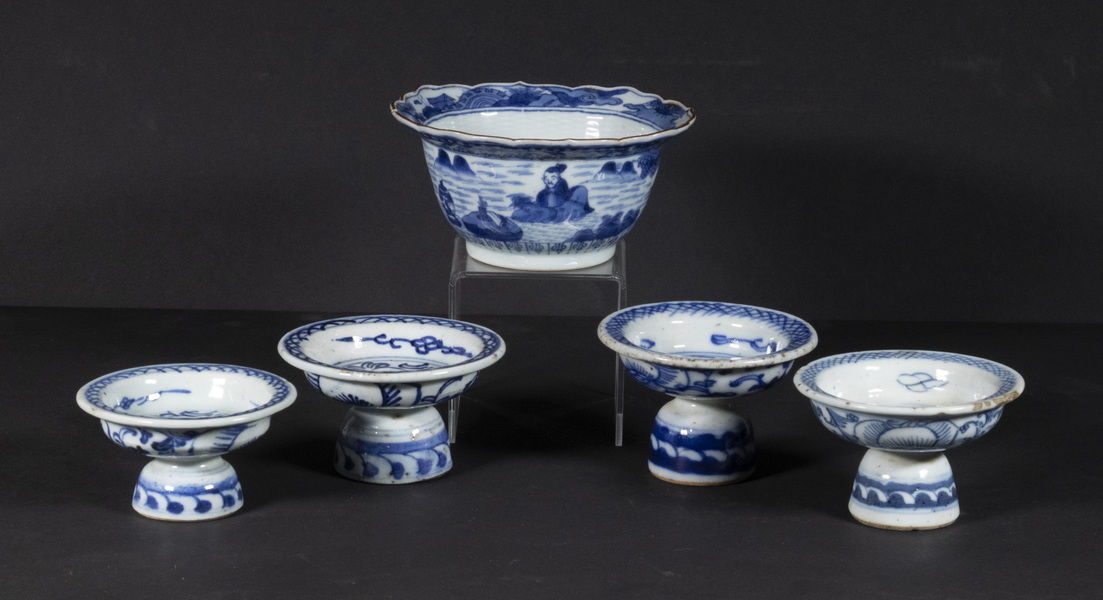 Appraisal: PCS CHINESE BLUE WHITE PORCELAIN Group of Chinese Porcelain Dishes