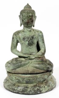 Appraisal: THAI BRONZE SEATED BUDDHA THAI BRONZE SEATED BUDDHA H W