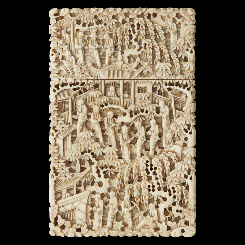 Appraisal: YCANTON IVORY CARD CASE LATE QING DYNASTY TH CENTURY deeply