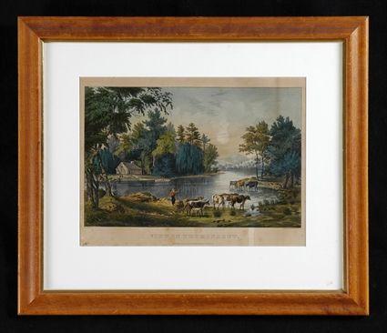 Appraisal: CURRIER IVES PUBL VIEW ON THE RONDOUT Hand-colored lithograph x