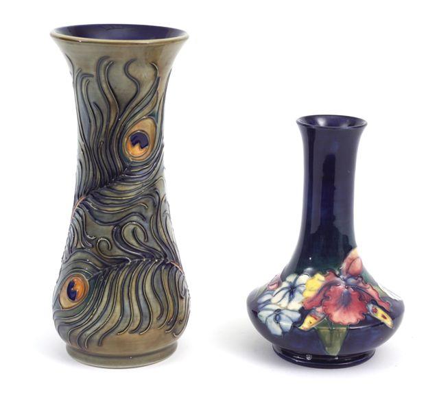 Appraisal: MOORCROFT POTTERY PHOENIX VASE of waisted cylindrical form tubelined and