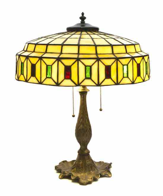 Appraisal: An American Leaded Glass Shade Lamb Brothers the geometric shade