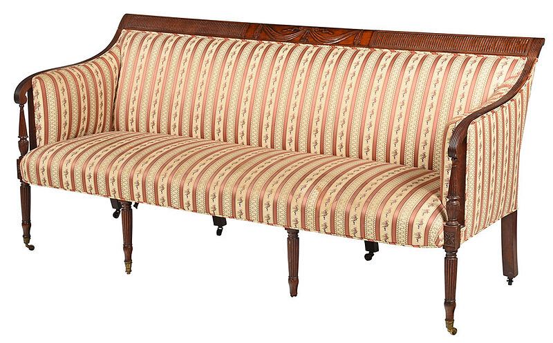 Appraisal: New York Federal Carved Mahogany Sofa possibly shop of Duncan