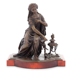 Appraisal: A Continental Bronze Figure Mounted as a Lamp Circa Height