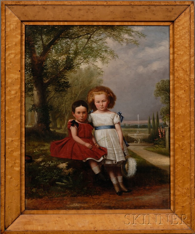 Appraisal: American School th Century Portrait of Two Children in a