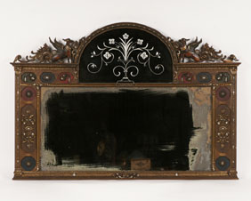 Appraisal: Large gilt gessoed classical mirror rectangular border with arched top