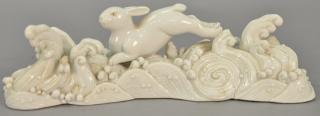 Appraisal: Chinese Blanc-de-chine porcelain brush rest with crashing waves and running