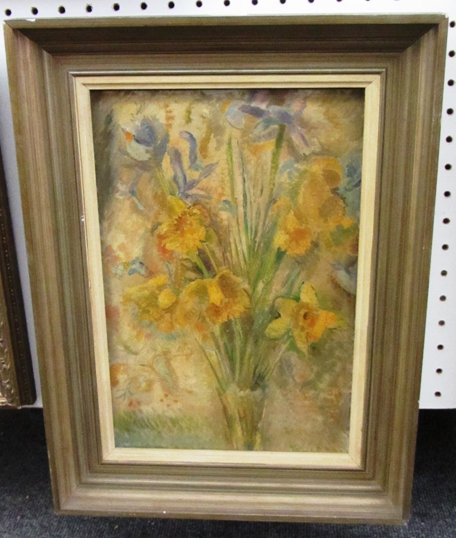 Appraisal: Philip Kaufmann th century Still life of daffodils oil on