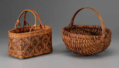 Appraisal: Two Baskets Southern one Cherokee oak split with brown weavers