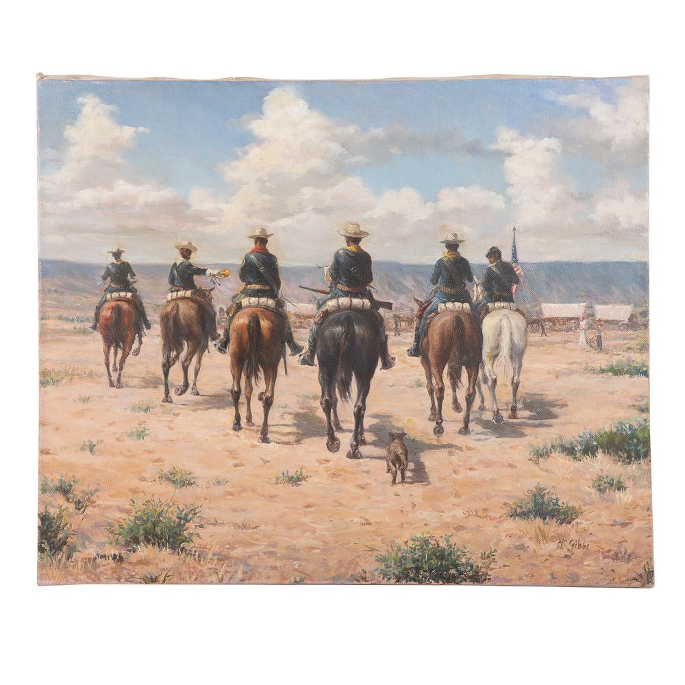 Appraisal: Nathaniel K Gibbs Buffalo Soldiers w Dog oil American -