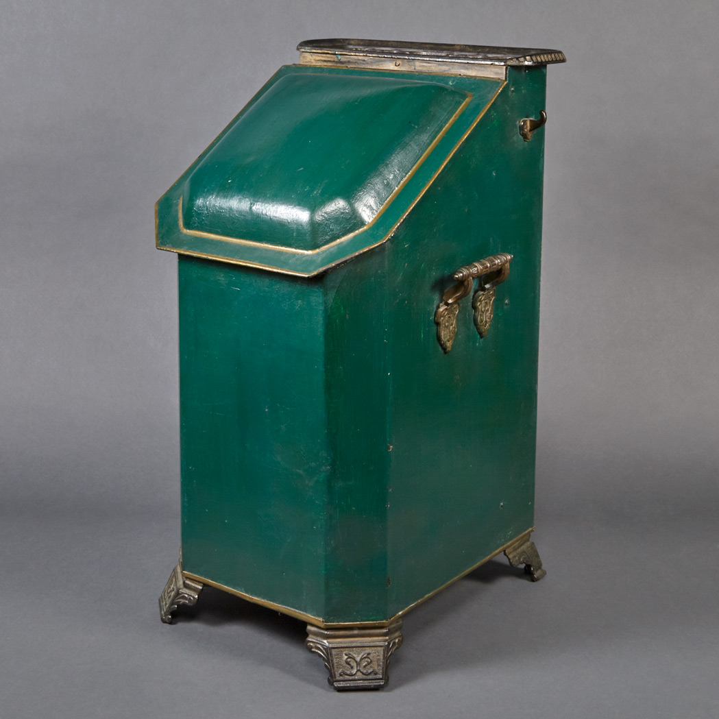 Appraisal: American Painted and Brass Coal Bin Sidney Shepard Co Buffalo