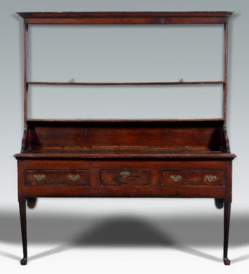 Appraisal: Yorkshire dresser with rack stained pine with rich reddish-brown color