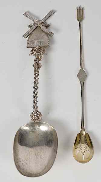 Appraisal: Sterling Silver Spoons American and Dutch a sterling silver slotted