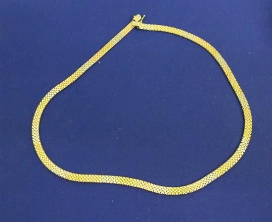 Appraisal: Three colour gold double strand chevron link collar stamped