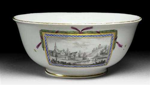 Appraisal: BOWL H chst circa With rectangular landscape medallion on both