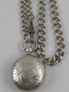 Appraisal: A silver sovereign case on silver Albert chain Birmingham