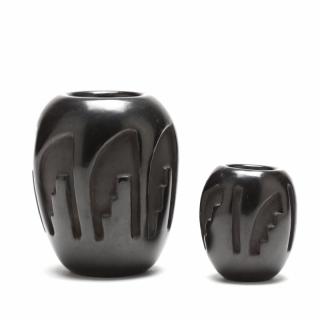 Appraisal: Two Santa Clara Blackware Vases by Celestina Naranjo late th